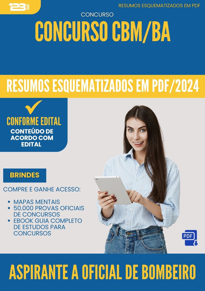Resumos Esquematizados para Concurso Aspirante A Oficial De Bombeiro Cbm Ba 2025 - Conteúdo de Acordo com Edital