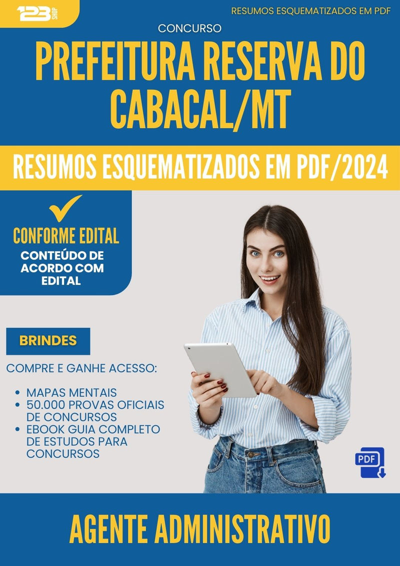Resumos Esquematizados para Concurso Agente Administrativo da Prefeitura Reserva Do Cabacal Mt 2024 - Conteúdo de Acordo com Edital