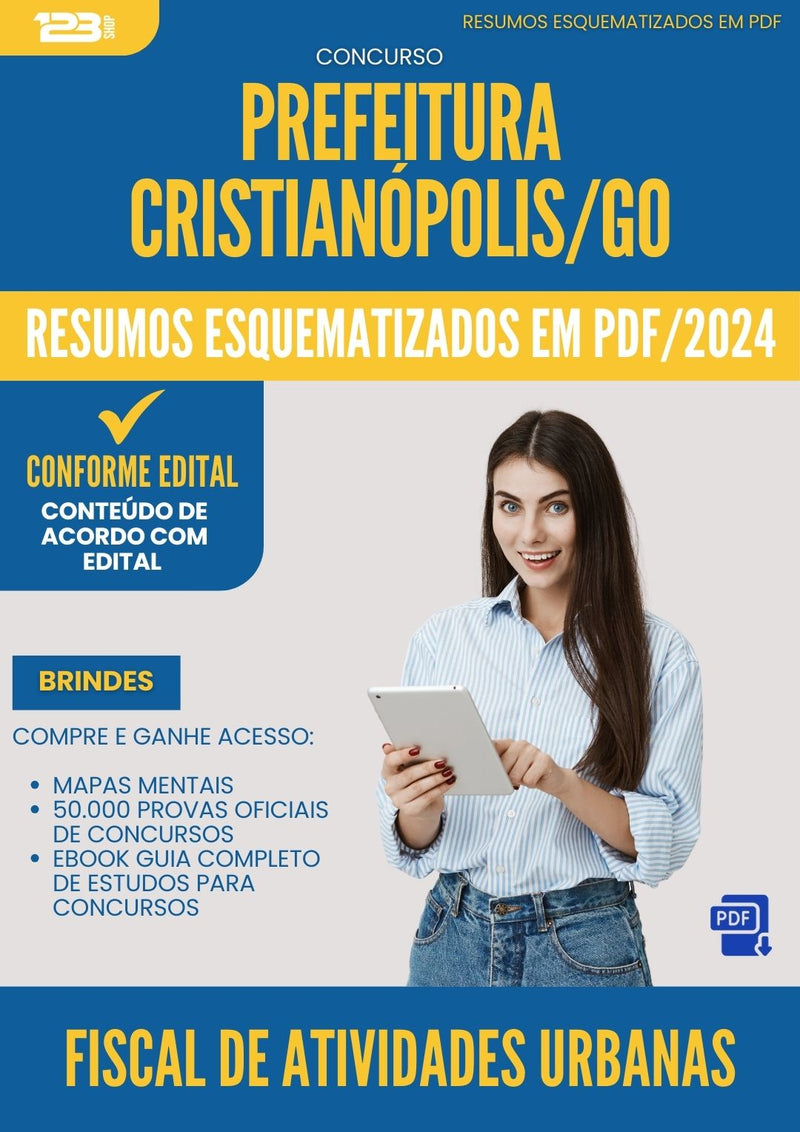 Resumos Esquematizados para Concurso Fiscal De Atividades Urbanas da Prefeitura Cristianopolis Go 2025 - Conteúdo de Acordo com Edital