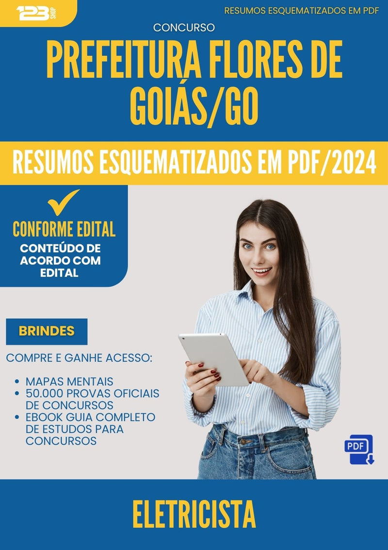 Resumos Esquematizados para Concurso Eletricista da Prefeitura Flores De Goias Go 2025 - Conteúdo de Acordo com Edital
