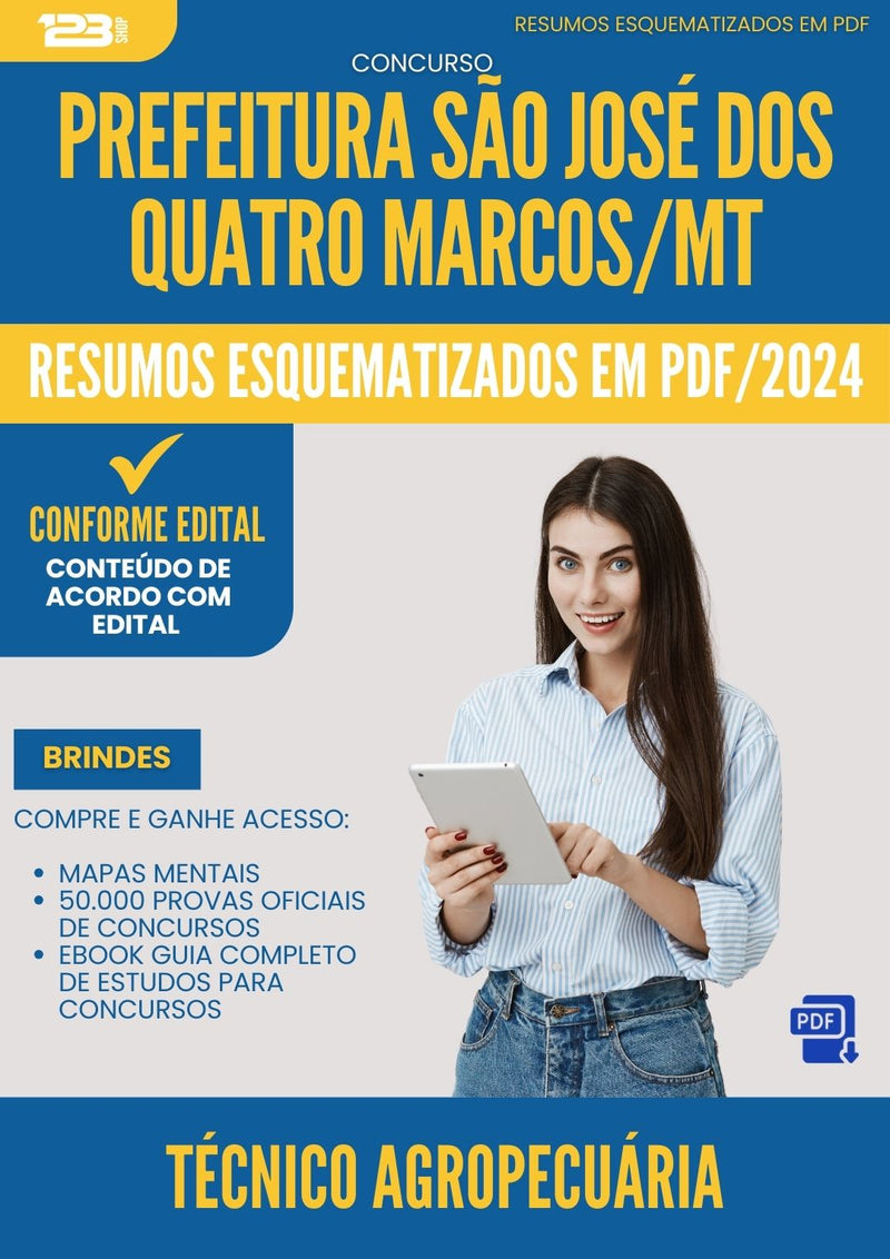 Resumos Esquematizados para Concurso Tecnico Agropecuaria da Prefeitura Sao Jose Dos Quatro Marcos Mt 2025 - Conteúdo de Acordo com Edital