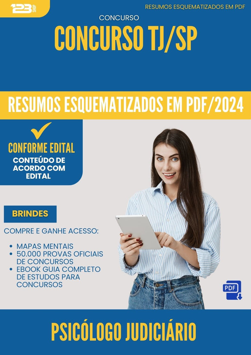 Resumos Esquematizados para Concurso Psicologo Judiciario Tj Sp 2025 - Conteúdo de Acordo com Edital