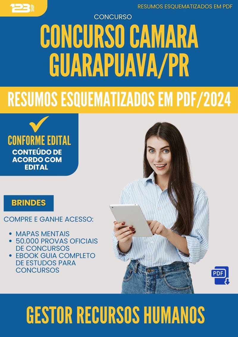 Resumos Esquematizados para Concurso Gestor Recursos Humanos Camara da Prefeitura Guarapuava Pr 2025 - Conteúdo de Acordo com Edital