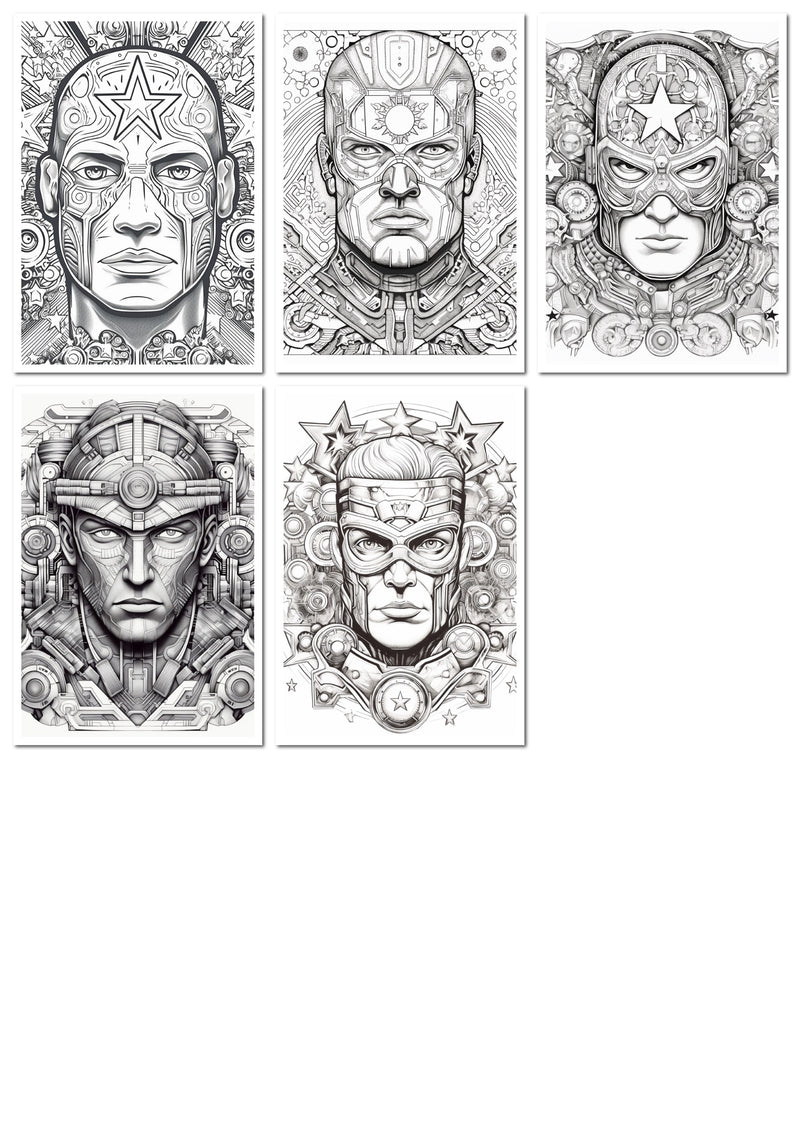 Livro de Colorir para Imprimir de Super Heróis - 50 Imagens em Formato PDF - Acesso Imediato