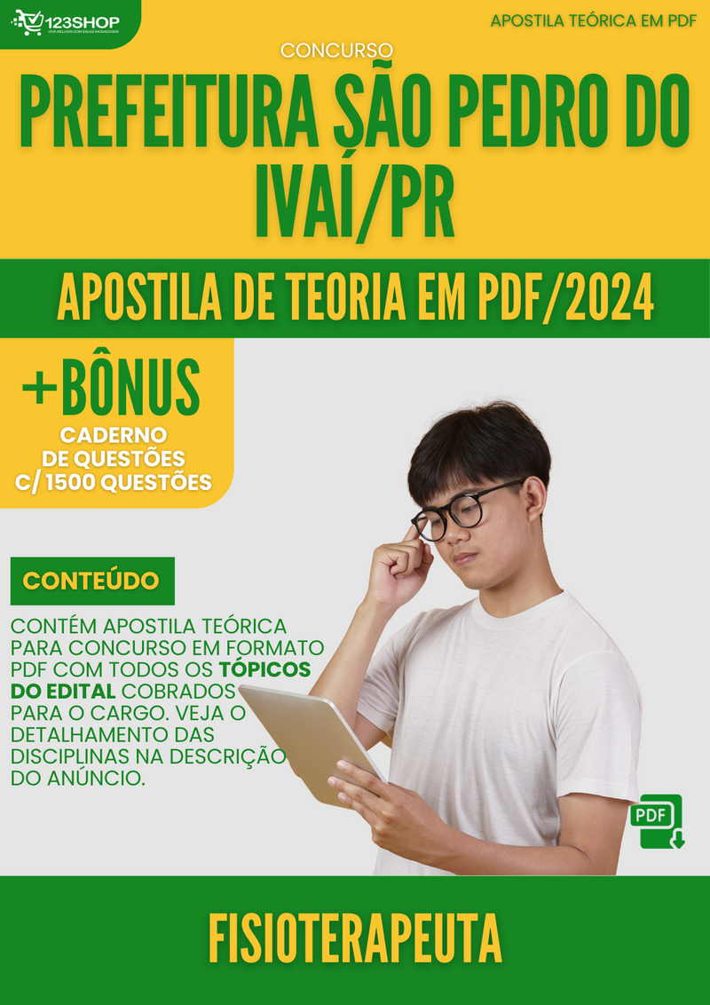 Apostila Teórica para Concurso Prefeitura São Pedro Do Ivaí PR 2024 Fisioterapeuta - Com Caderno de Questões | loja123shop