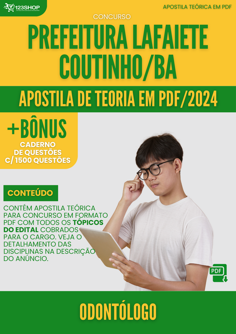 Apostila Teórica para Concurso Prefeitura Lafaiete Coutinho BA 2024 Odontólogo - Com Caderno de Questões | loja123shop