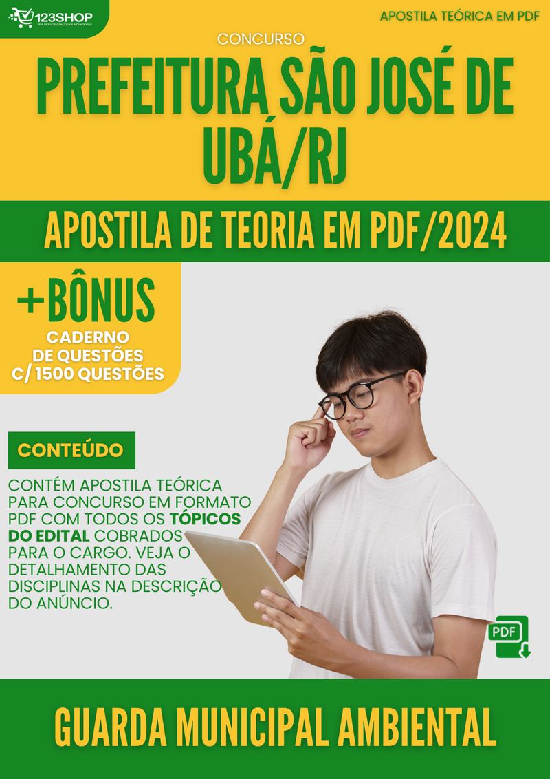Apostila Teórica para Concurso Prefeitura São José de Ubá RJ 2024 Guarda Municipal Ambiental - Com Caderno de Questões | loja123shop