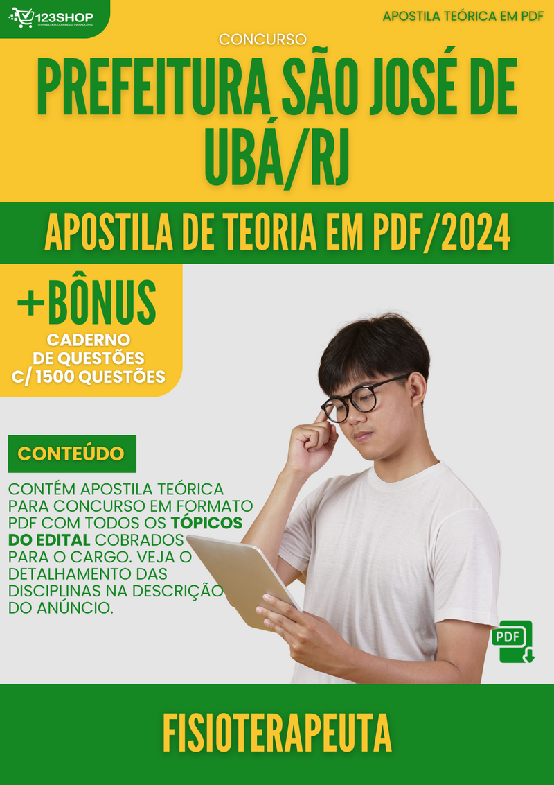 Apostila Teórica para Concurso Prefeitura São José de Ubá RJ 2024 Fisioterapeuta - Com Caderno de Questões | loja123shop