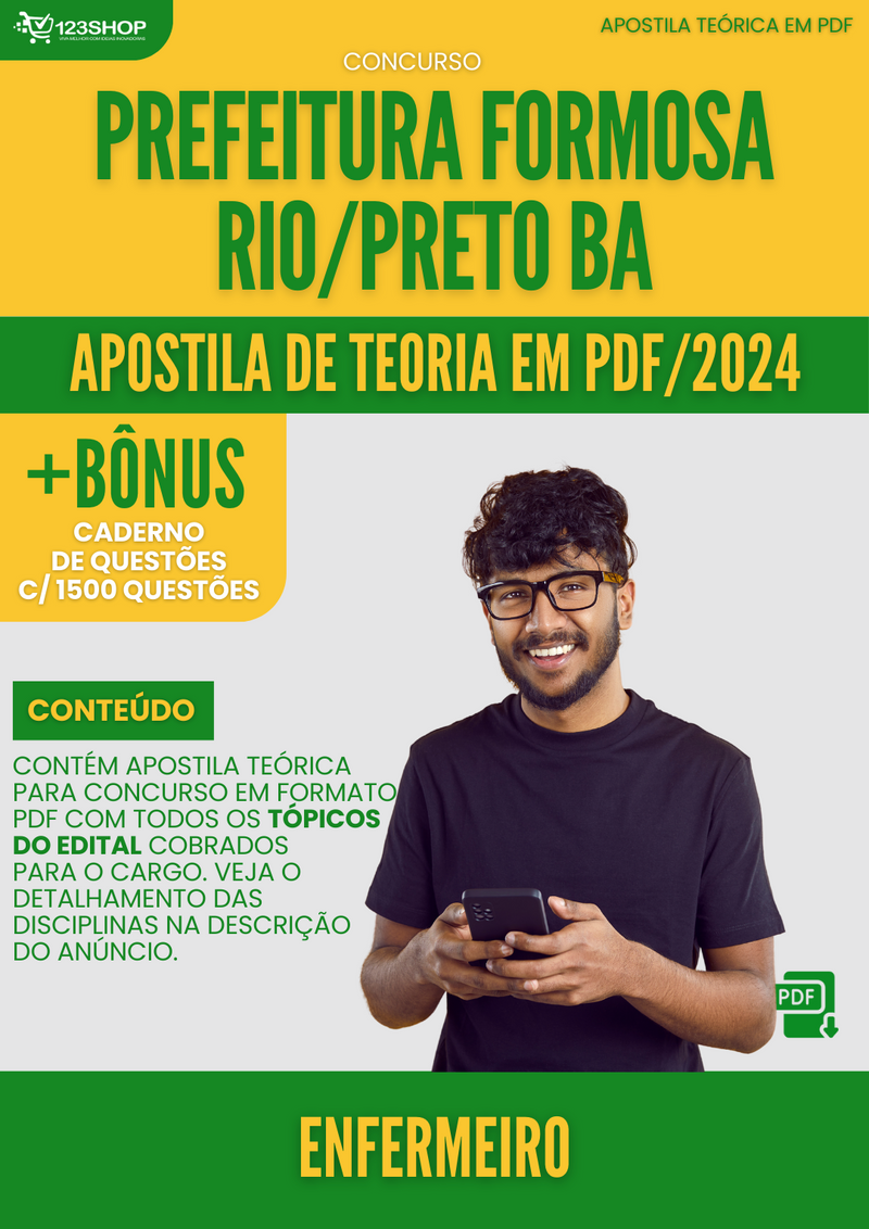 Apostila Teórica para Concurso Prefeitura Formosa Rio Preto BA 2024 Enfermeiro - Com Caderno de Questões | loja123shop