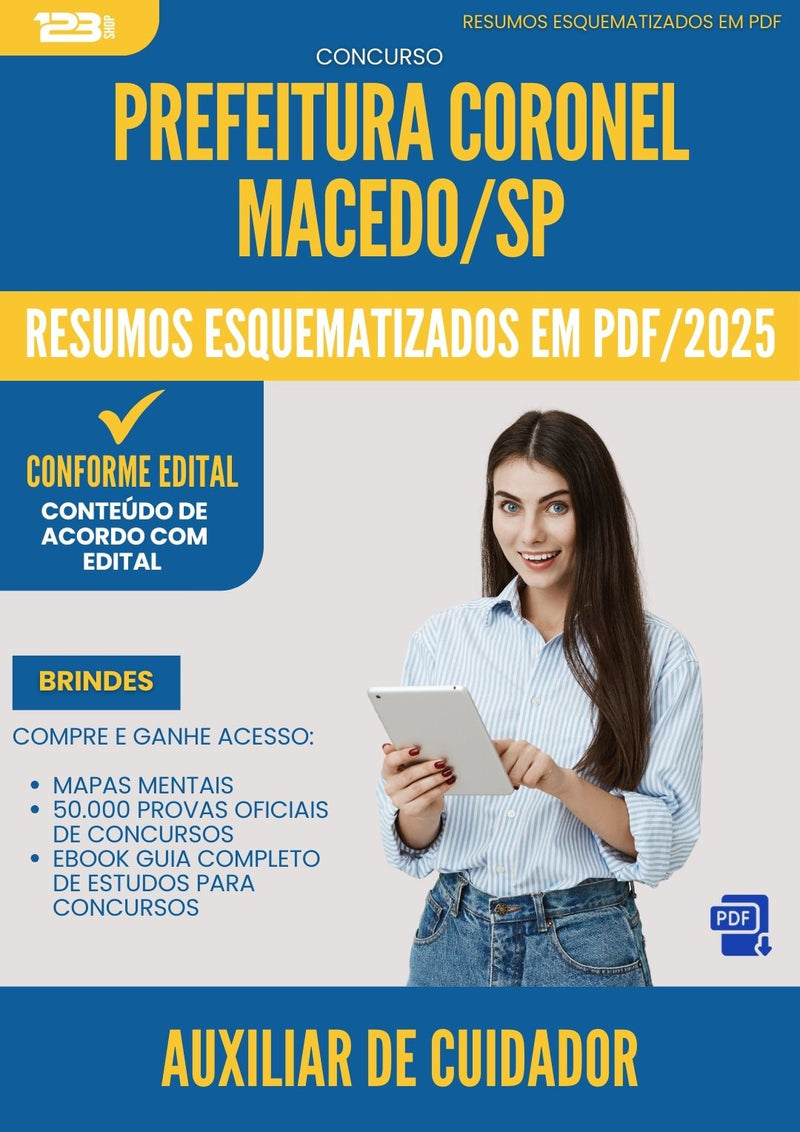 Resumos Esquematizados para Concurso Auxiliar De Cuidador da Prefeitura Coronel Macedo Sp 2025 - Conteúdo de Acordo com Edital