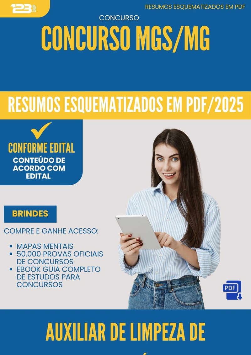 Resumos Esquematizados para Concurso Auxiliar De Limpeza De Laboratorio Mgs Mg 2025 - Conteúdo de Acordo com Edital