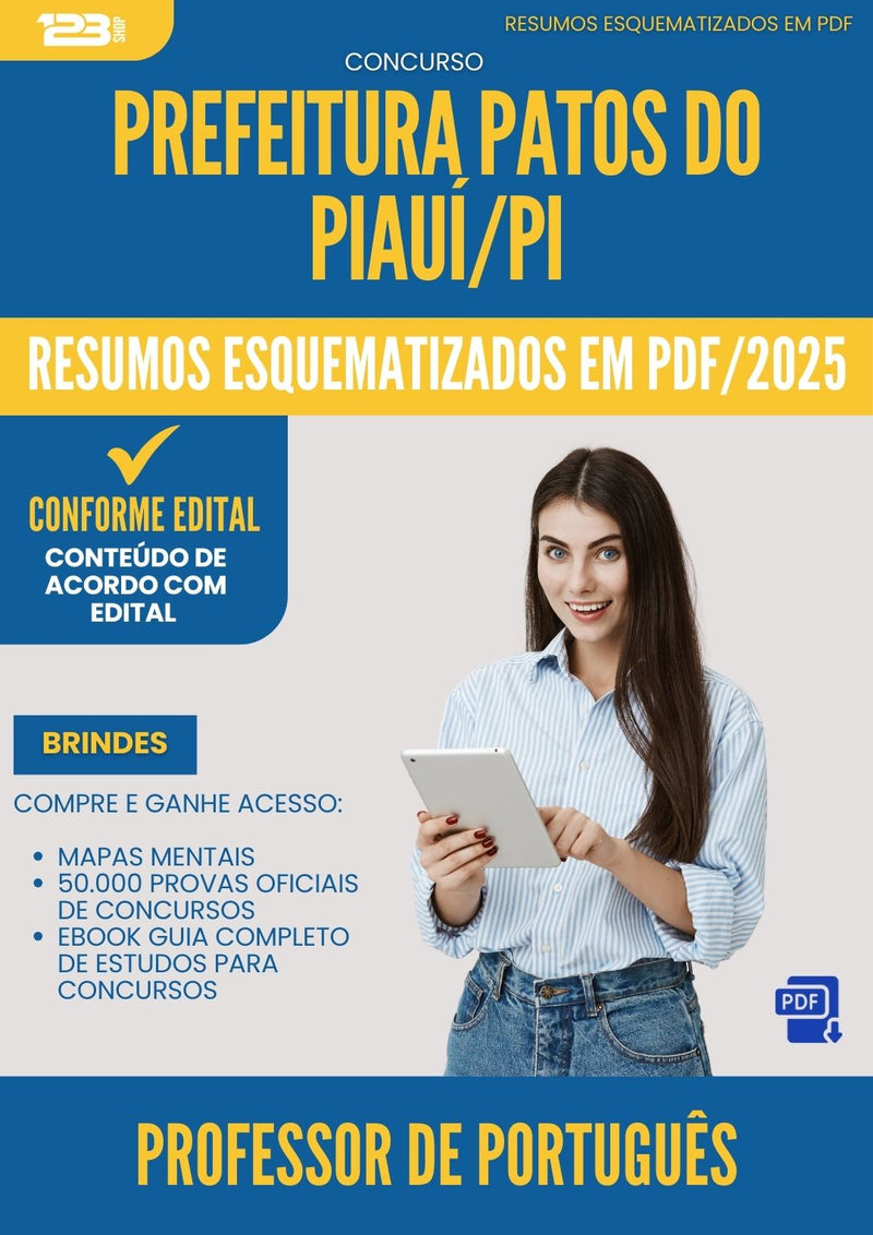Resumos Esquematizados para Concurso Professor De Portugues da Prefeitura Patos Do Piaui Pi 2025 - Conteúdo de Acordo com Edital