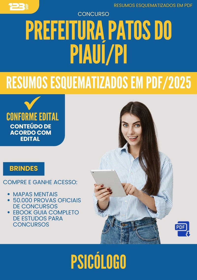 Resumos Esquematizados para Concurso Psicologo da Prefeitura Patos Do Piaui Pi 2025 - Conteúdo de Acordo com Edital
