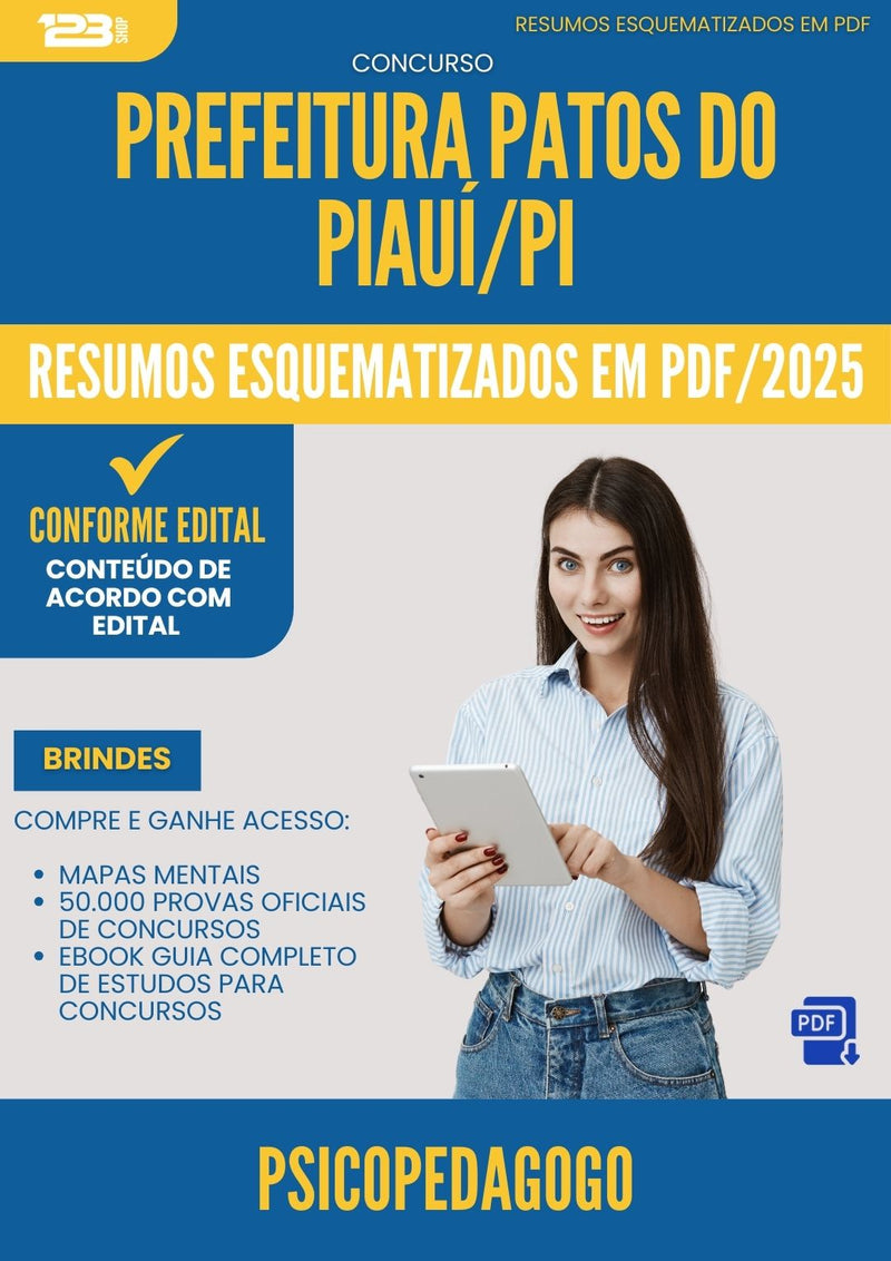 Resumos Esquematizados para Concurso Psicopedagogo da Prefeitura Patos Do Piaui Pi 2025 - Conteúdo de Acordo com Edital