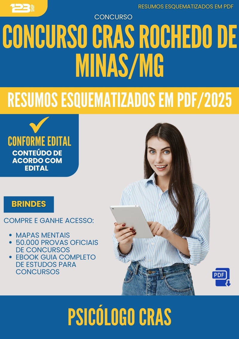 Resumos Esquematizados para Concurso Psicologo Cras da Prefeitura Rochedo De Minas Mg 2025 - Conteúdo de Acordo com Edital