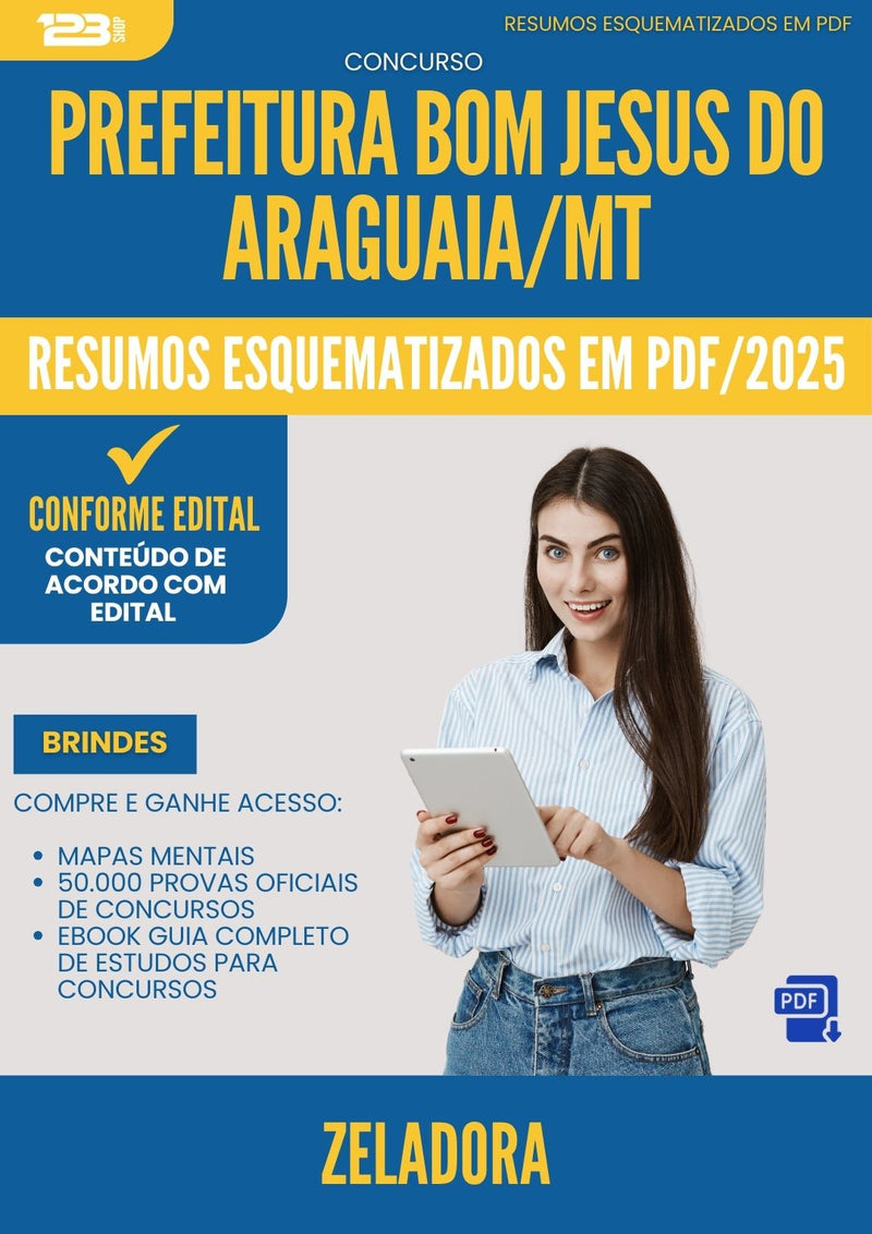 Resumos Esquematizados para Concurso Zeladora da Prefeitura Bom Jesus Do Araguaia Mt 2025 - Conteúdo de Acordo com Edital