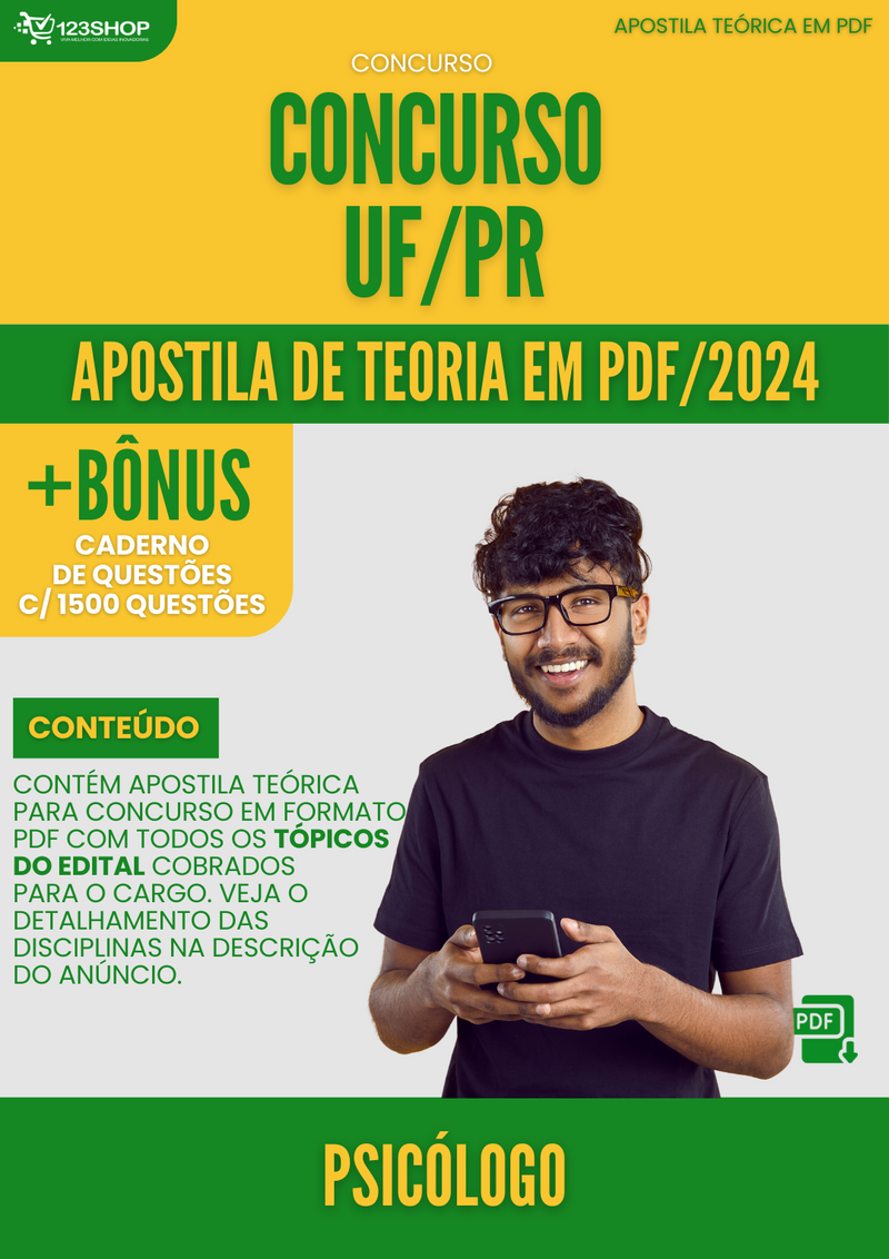 Apostila Teórica para Concurso UFPR 2024 Psicólogo - Com Caderno de Questões | loja123shop