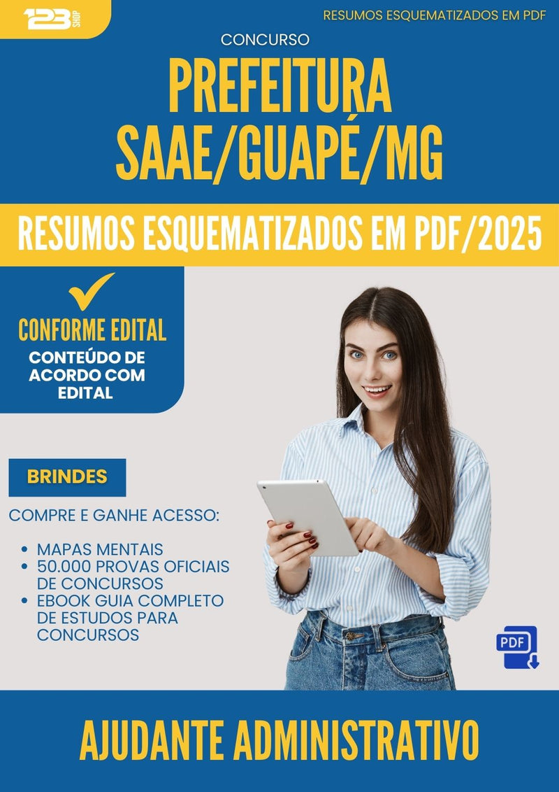 Resumos Esquematizados para Concurso Ajudante Administrativo Saae da Prefeitura Guape Mg 2025 - Conteúdo de Acordo com Edital