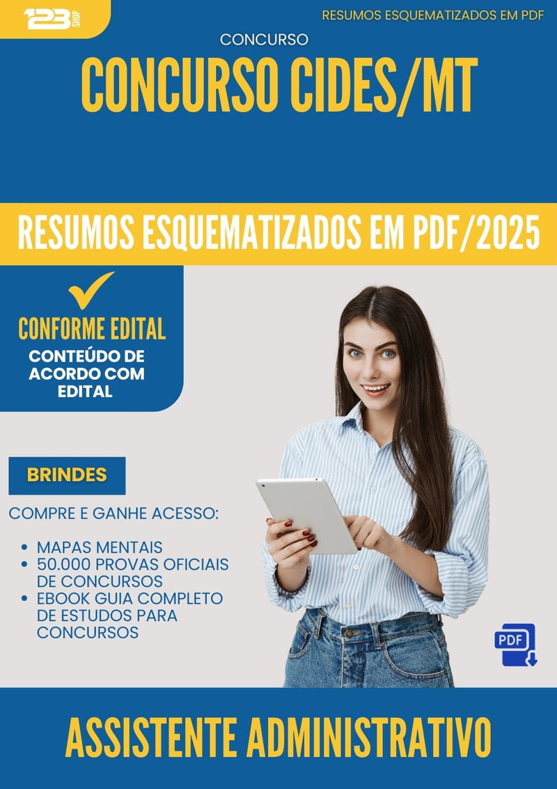 Resumos Esquematizados para Concurso Assistente Administrativo Cides Mt 2025 - Conteúdo de Acordo com Edital