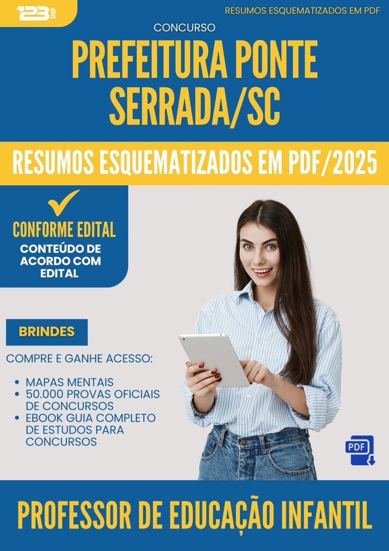 Resumos Esquematizados para Concurso Professor De Educacao Infantil da Prefeitura Ponte Serrada Sc 2025 - Conteúdo de Acordo com Edital