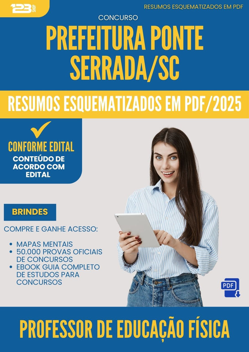 Resumos Esquematizados para Concurso Professor De Educacao Fisica da Prefeitura Ponte Serrada Sc 2025 - Conteúdo de Acordo com Edital