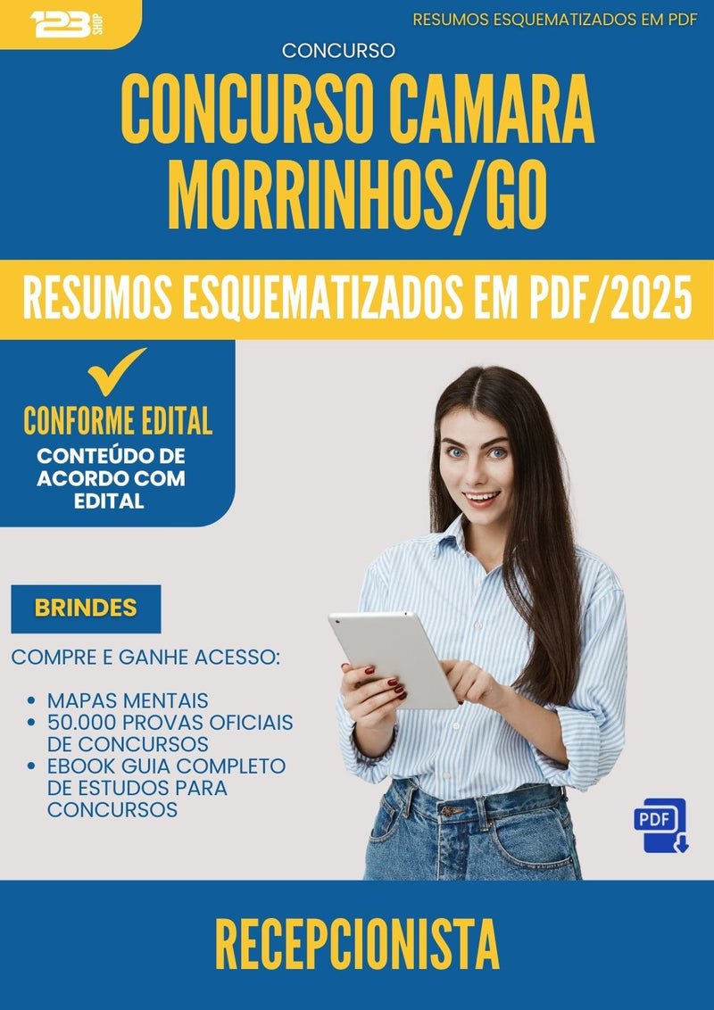 Resumos Esquematizados para Concurso Recepcionista Camara da Prefeitura Morrinhos Go 2025 - Conteúdo de Acordo com Edital