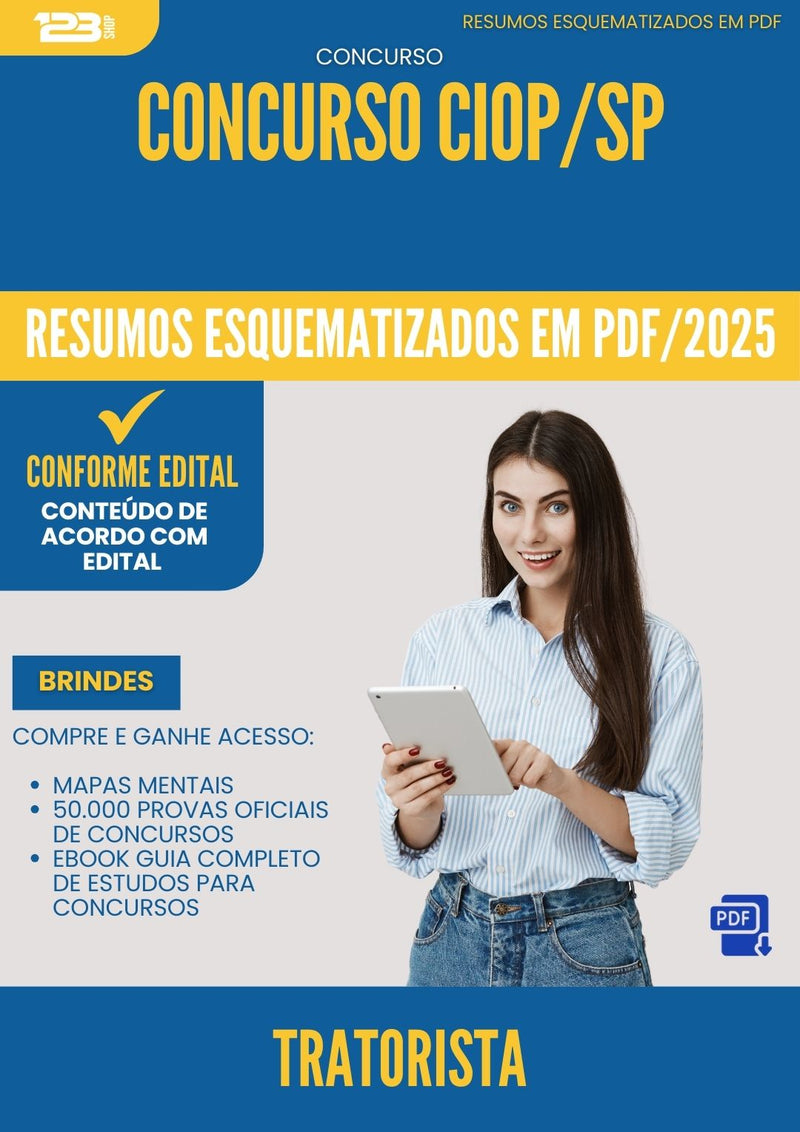 Resumos Esquematizados para Concurso Tratorista Ciop Sp 2025 - Conteúdo de Acordo com Edital