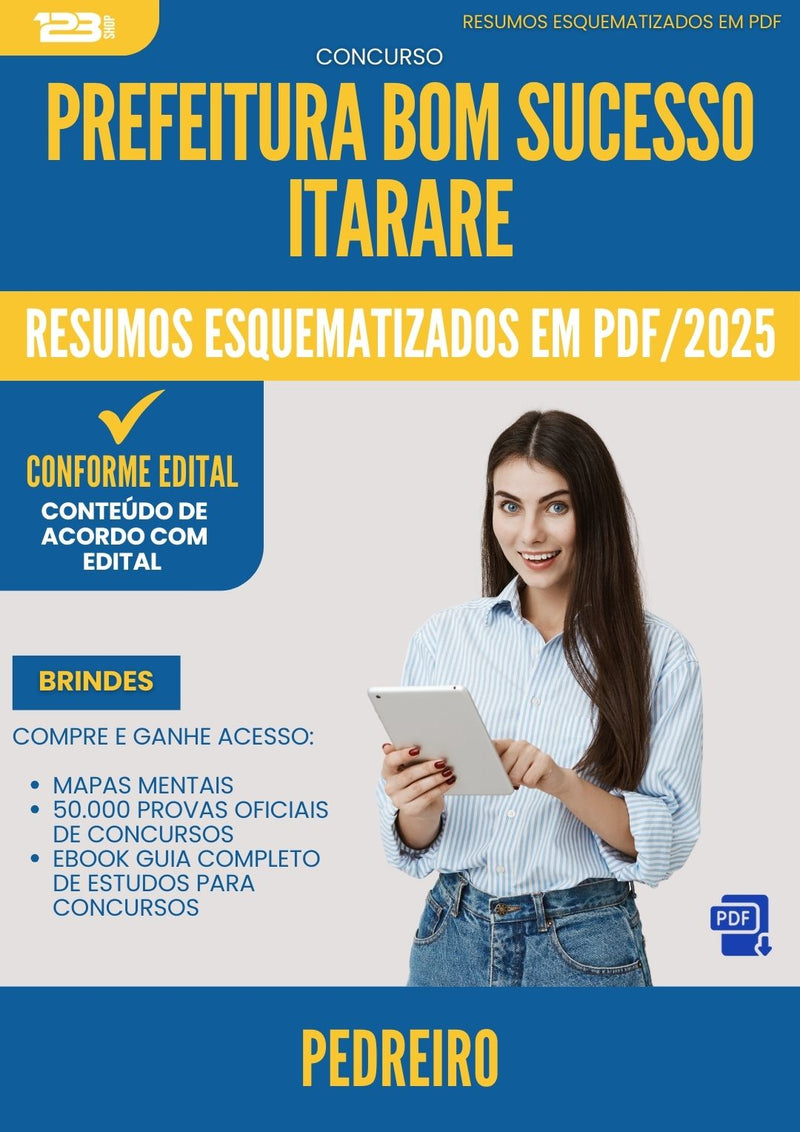 Resumos Esquematizados para Concurso Pedreiro da Prefeitura Bom Sucesso Itarare 2025 - Conteúdo de Acordo com Edital