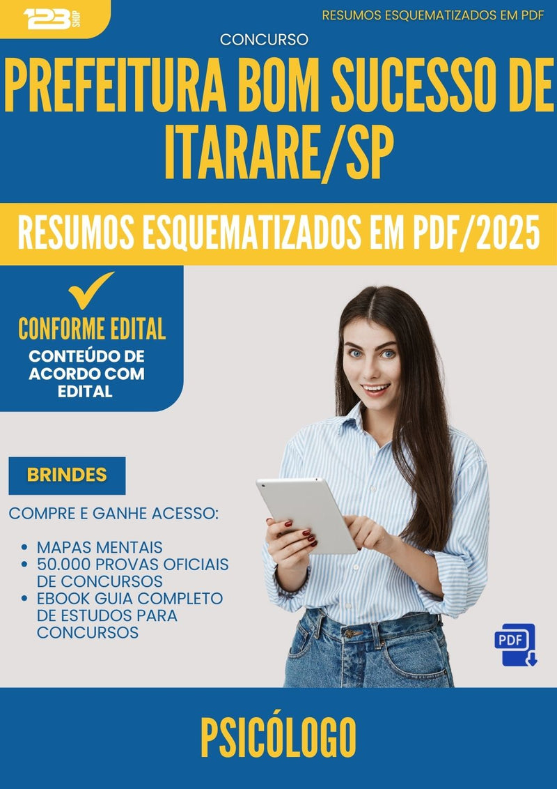 Resumos Esquematizados para Concurso Psicologo da Prefeitura Bom Sucesso De Itarare Sp 2025 - Conteúdo de Acordo com Edital