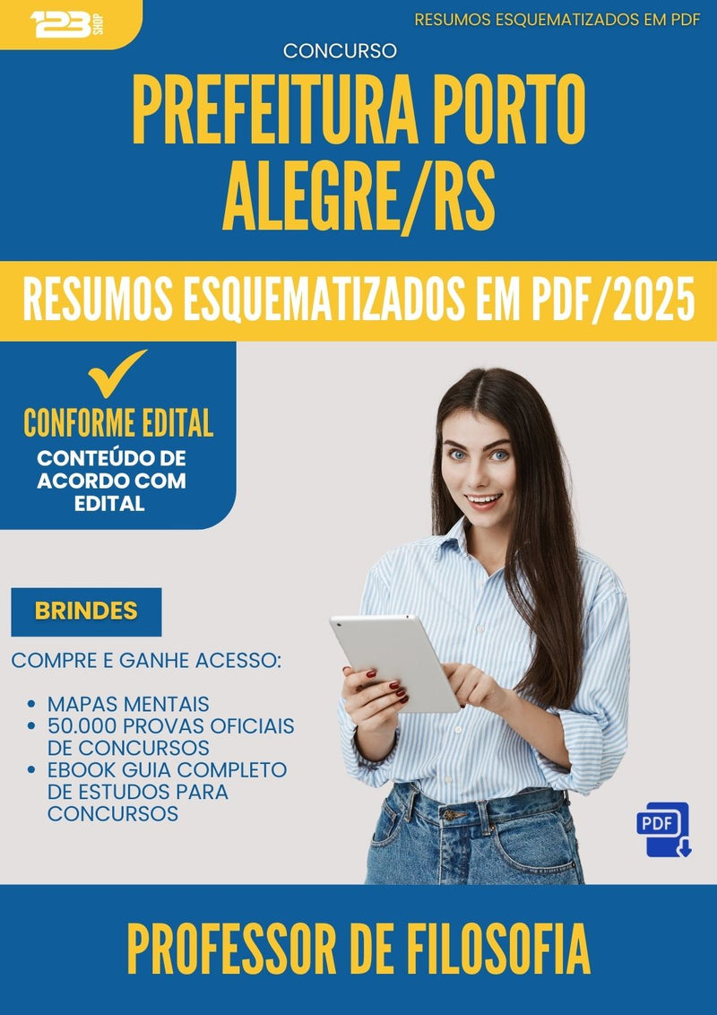 Resumos Esquematizados para Concurso Professor De Filosofia Porto da Prefeitura Alegre Rs 2025 - Conteúdo de Acordo com Edital