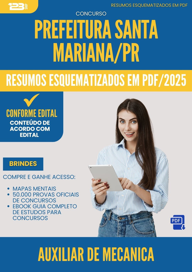 Resumos Esquematizados para Concurso Auxiliar De Mecanica Santa da Prefeitura Mariana Pr 2025 - Conteúdo de Acordo com Edital