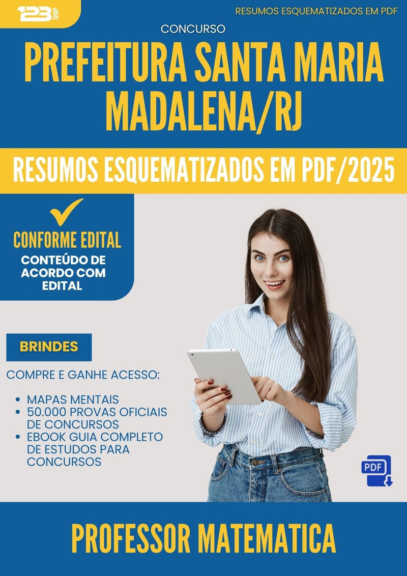 Resumos Esquematizados para Concurso Professor Matematica Santa Maria da Prefeitura Madalena Rj 2025 - Conteúdo de Acordo com Edital