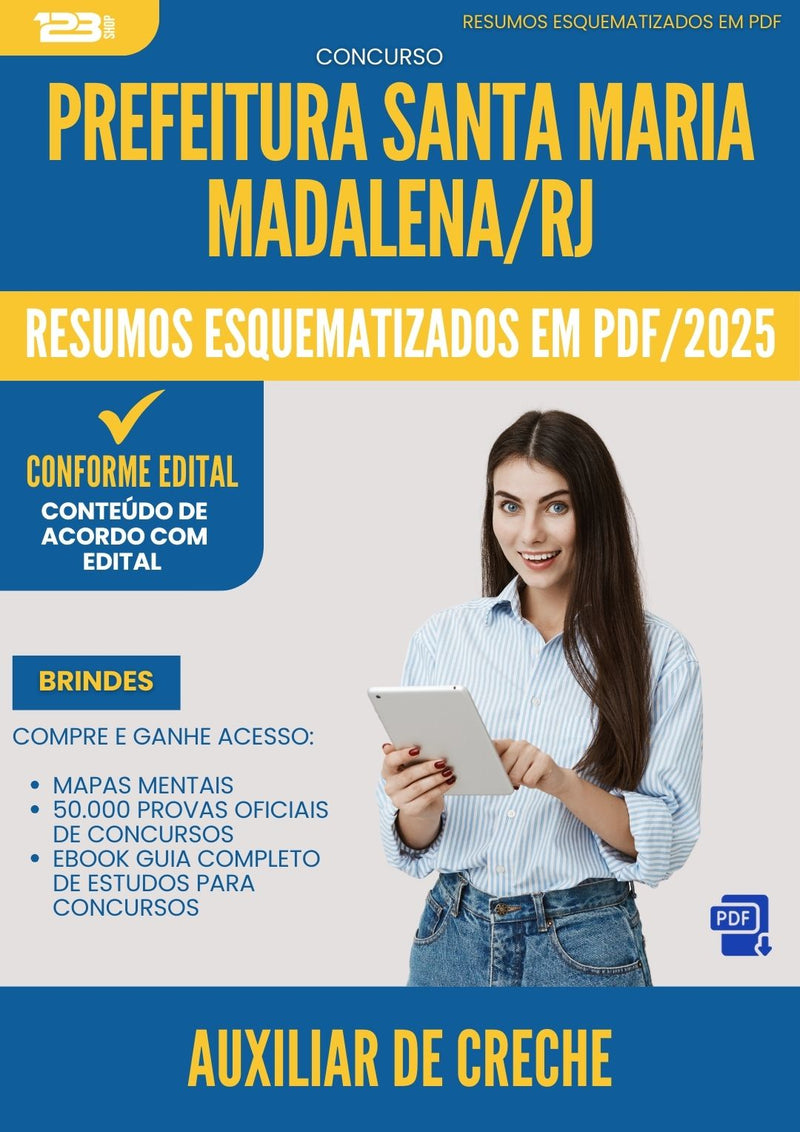 Resumos Esquematizados para Concurso Auxiliar De Creche Santa Maria da Prefeitura Madalena Rj 2025 - Conteúdo de Acordo com Edital