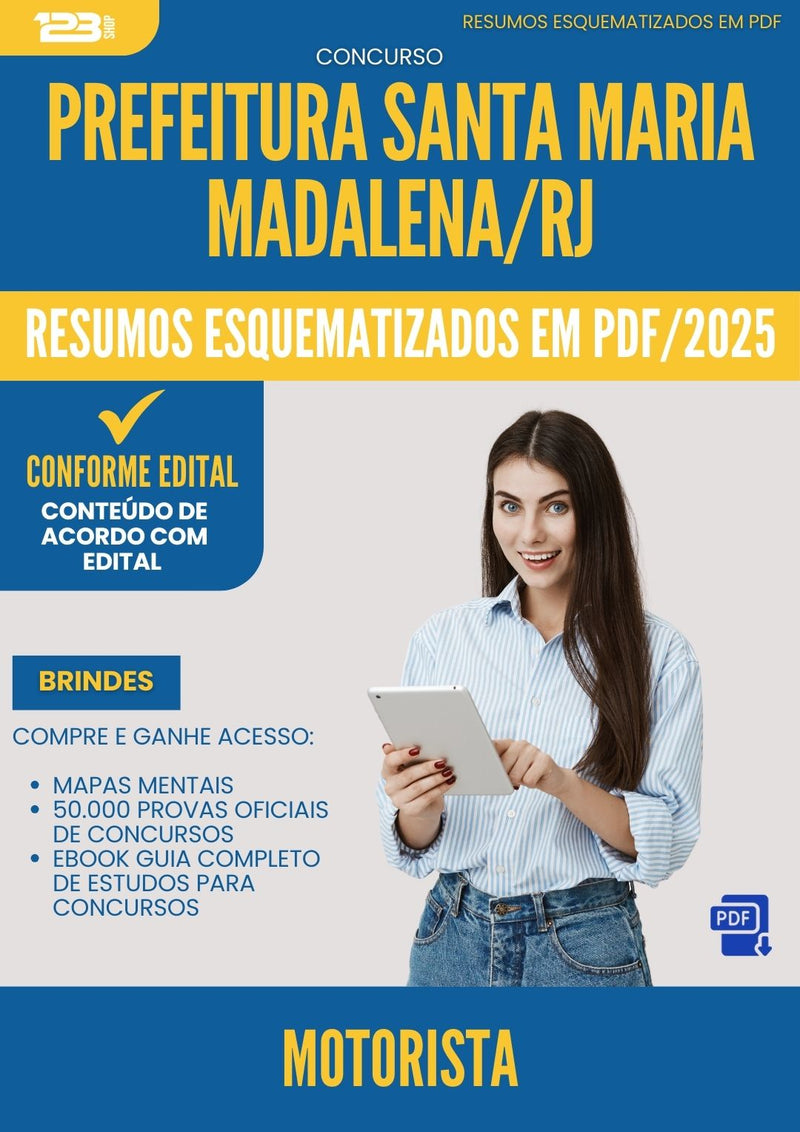 Resumos Esquematizados para Concurso Motorista Santa Maria da Prefeitura Madalena Rj 2025 - Conteúdo de Acordo com Edital