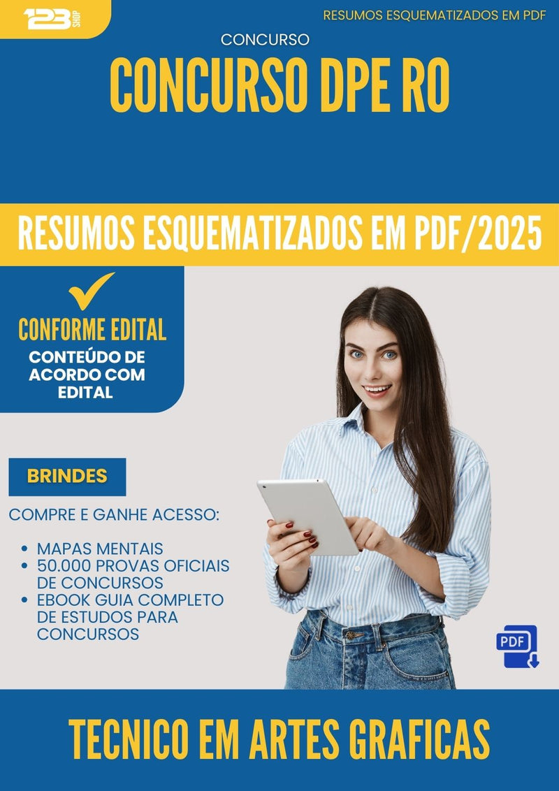 Resumos Esquematizados para Concurso Tecnico Em Artes Graficas Dpe Ro 2025 - Conteúdo de Acordo com Edital