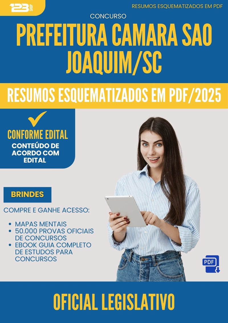 Resumos Esquematizados para Concurso Oficial Legislativo Camara da Prefeitura Sao Joaquim Sc 2025 - Conteúdo de Acordo com Edital