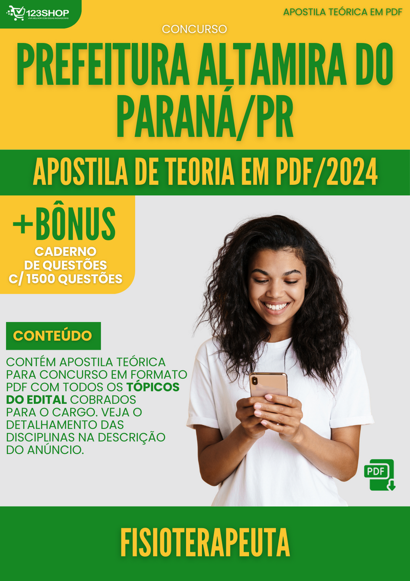 Apostila Teórica para Concurso Pref Altamira Do Paraná PR 2024 Fisioterapeuta - Com Caderno de Questões | loja123shop