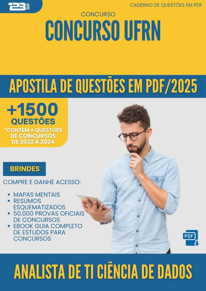 Apostila de Questões para Concurso Analista De Ti Ciencia De Dados Ufrn 2025 - Mais de 1.500 Questões
