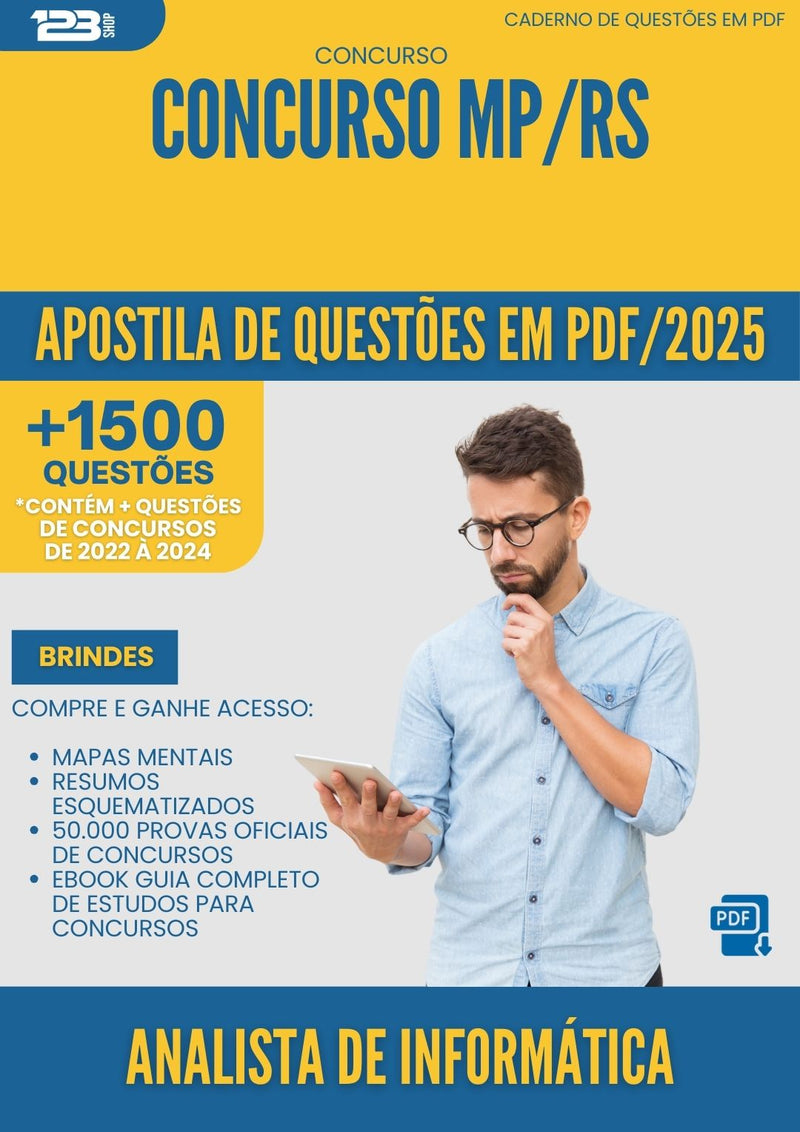 Apostila de Questões para Concurso Analista De Informatica Mp Rs 2025 - Mais de 1.500 Questões