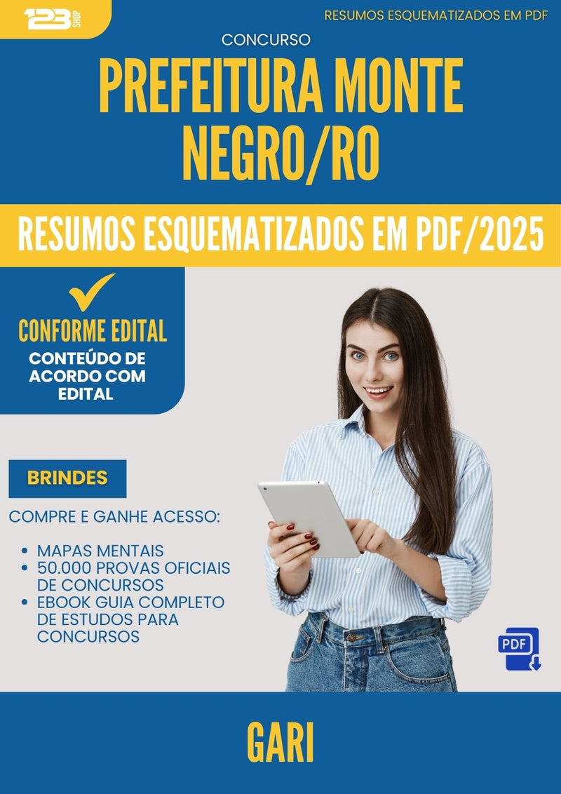 Resumos Esquematizados para Concurso Apostila Gari da Prefeitura Monte Negro Ro 2025 - Conteúdo de Acordo com Edital
