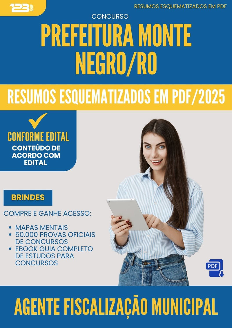 Resumos Esquematizados para Concurso Apostila Agente Fiscalizacao Municipal da Prefeitura Monte Negro Ro 2025 - Conteúdo de Acordo com Edital