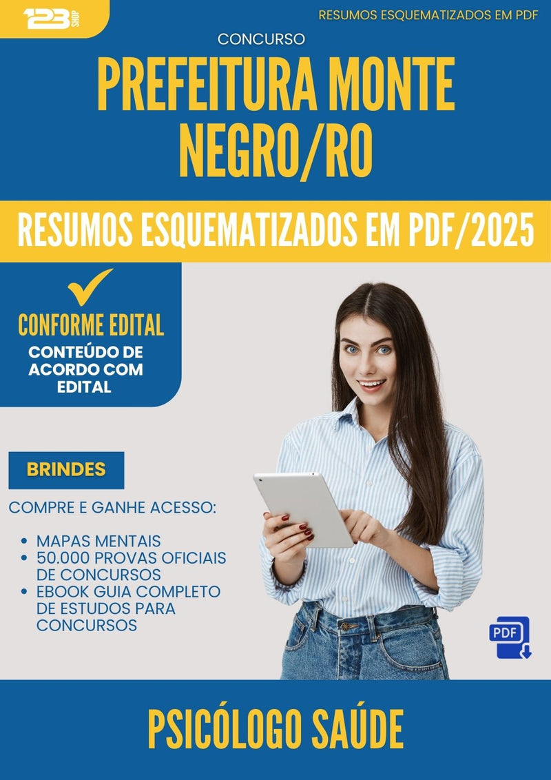 Resumos Esquematizados para Concurso Apostila Psicologo Saude da Prefeitura Monte Negro Ro 2025 - Conteúdo de Acordo com Edital