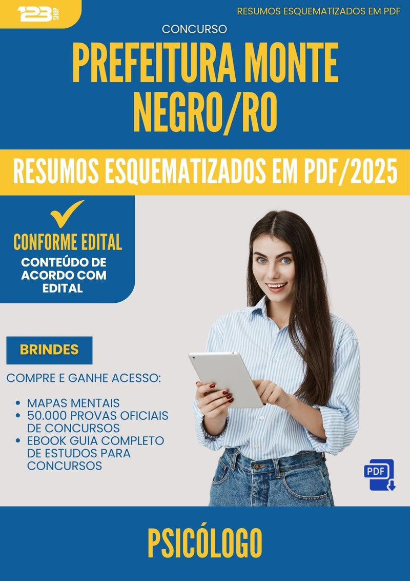 Resumos Esquematizados para Concurso Apostila Psicologo da Prefeitura Monte Negro Ro 2025 - Conteúdo de Acordo com Edital
