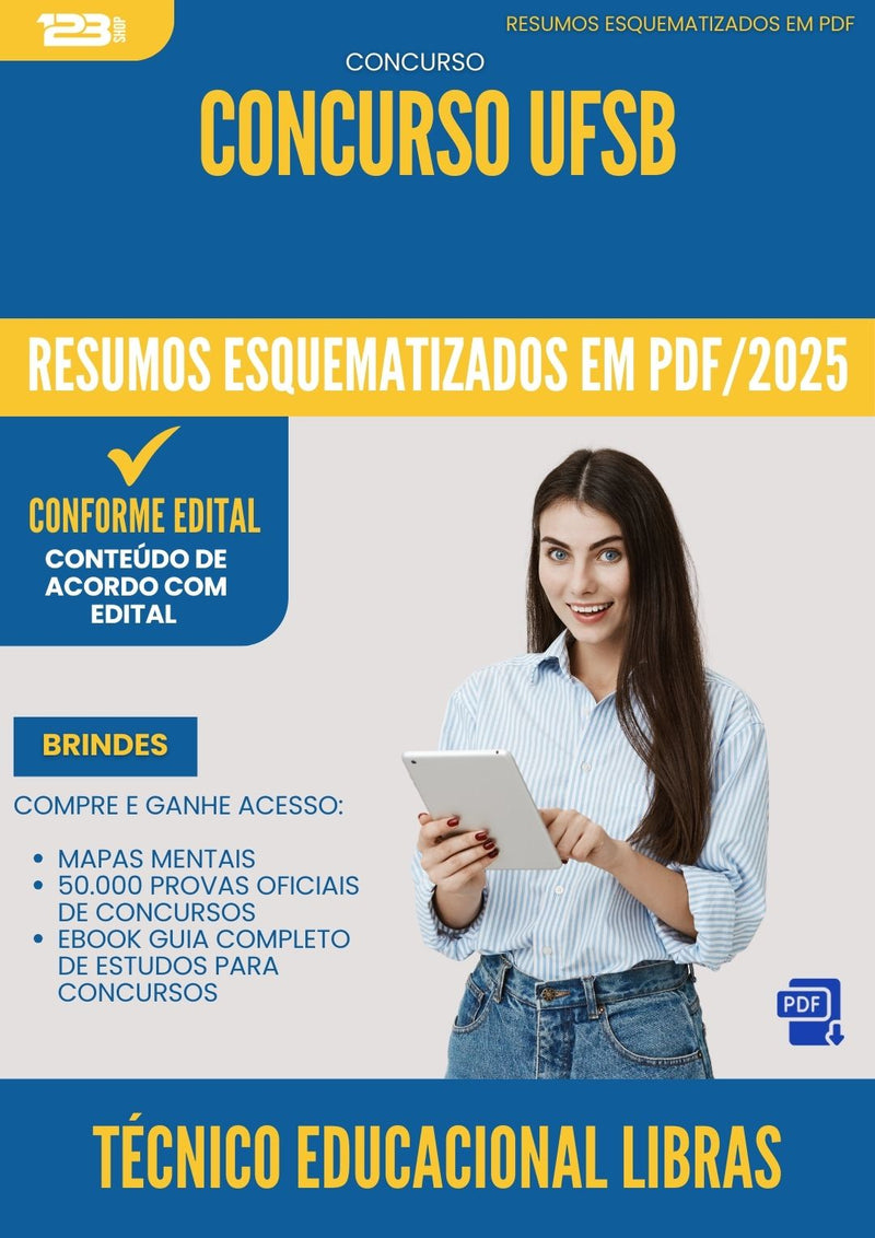 Resumos Esquematizados para Concurso Apostila Tecnico Educacional Libras Ufsb 2025 - Conteúdo de Acordo com Edital