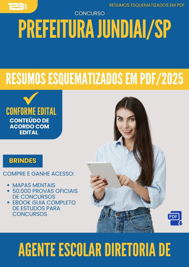 Resumos Esquematizados para Concurso Apostila Agente Escolar Diretoria De Ensino da Prefeitura Jundiai Sp 2025 - Conteúdo de Acordo com Edital