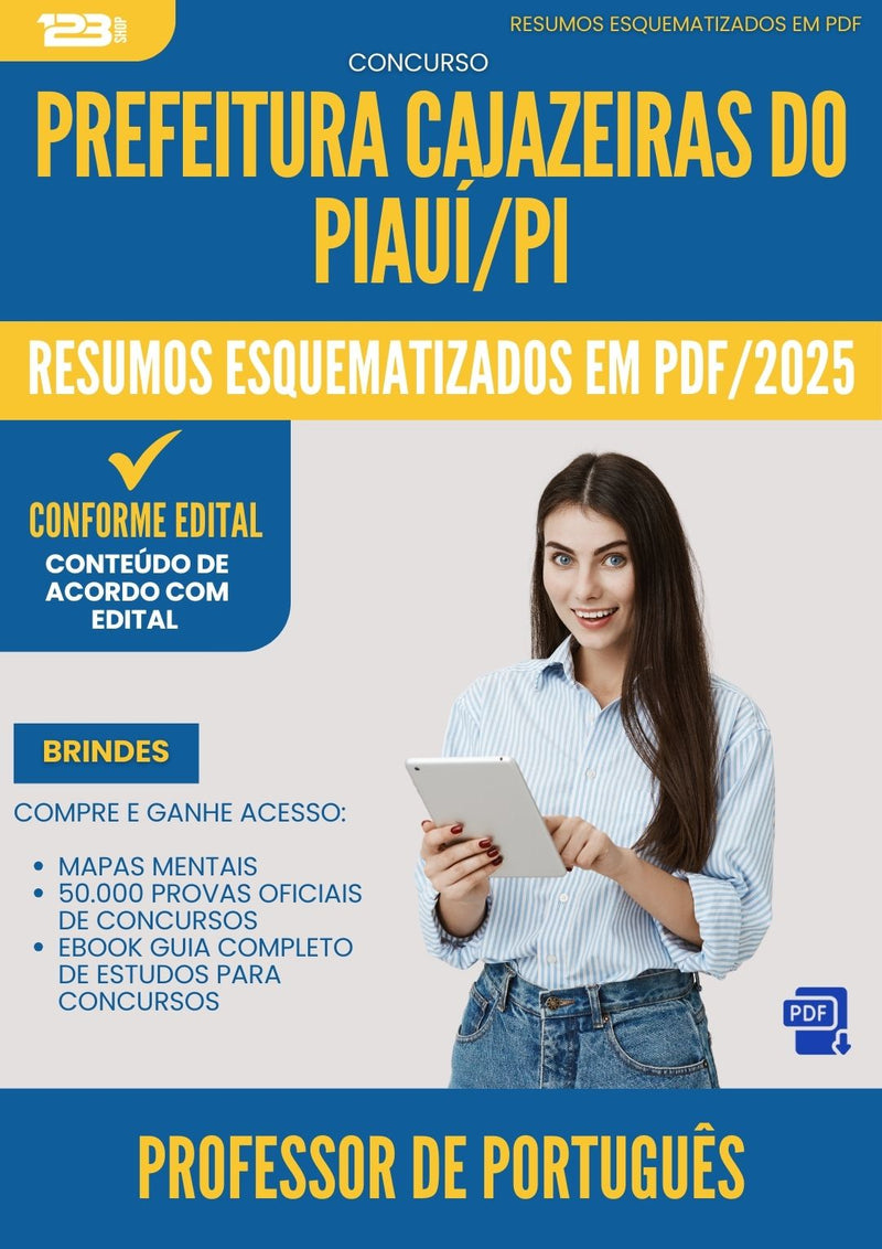 Resumos Esquematizados para Concurso Apostila Professor De Portugues da Prefeitura Cajazeiras Do Piaui Pi 2025 - Conteúdo de Acordo com Edital