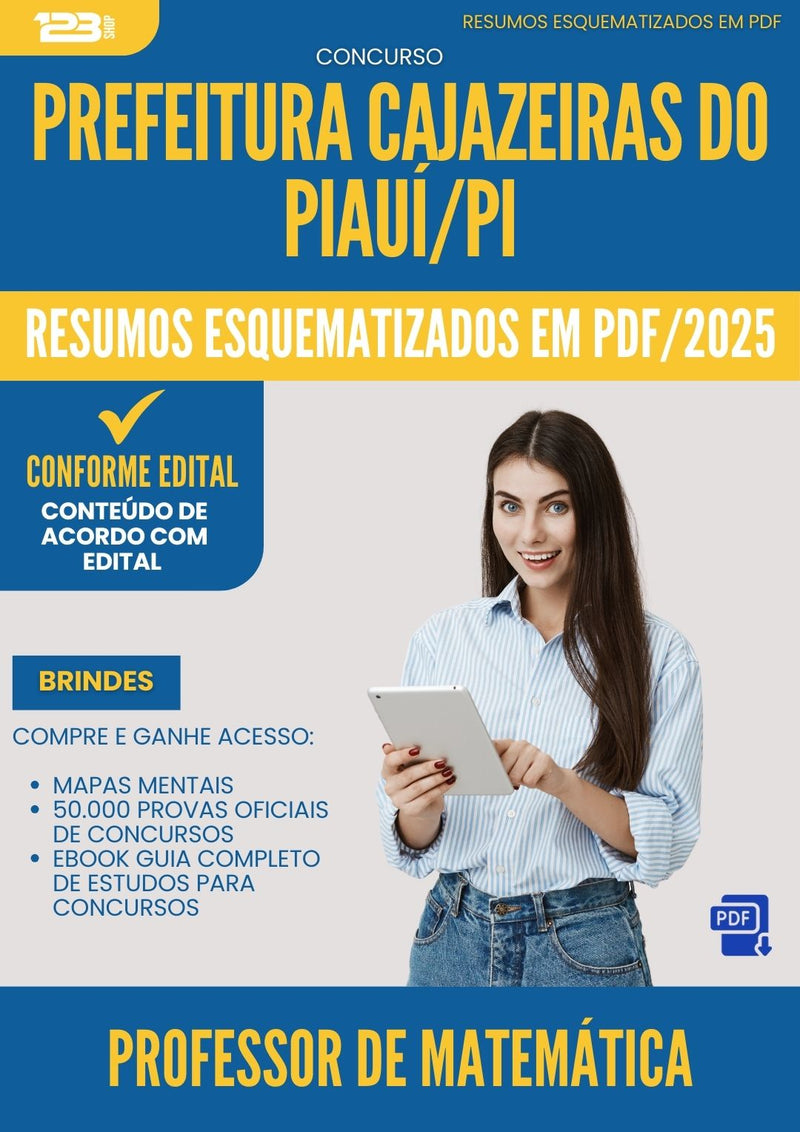 Resumos Esquematizados para Concurso Apostila Professor De Matematica da Prefeitura Cajazeiras Do Piaui Pi 2025 - Conteúdo de Acordo com Edital
