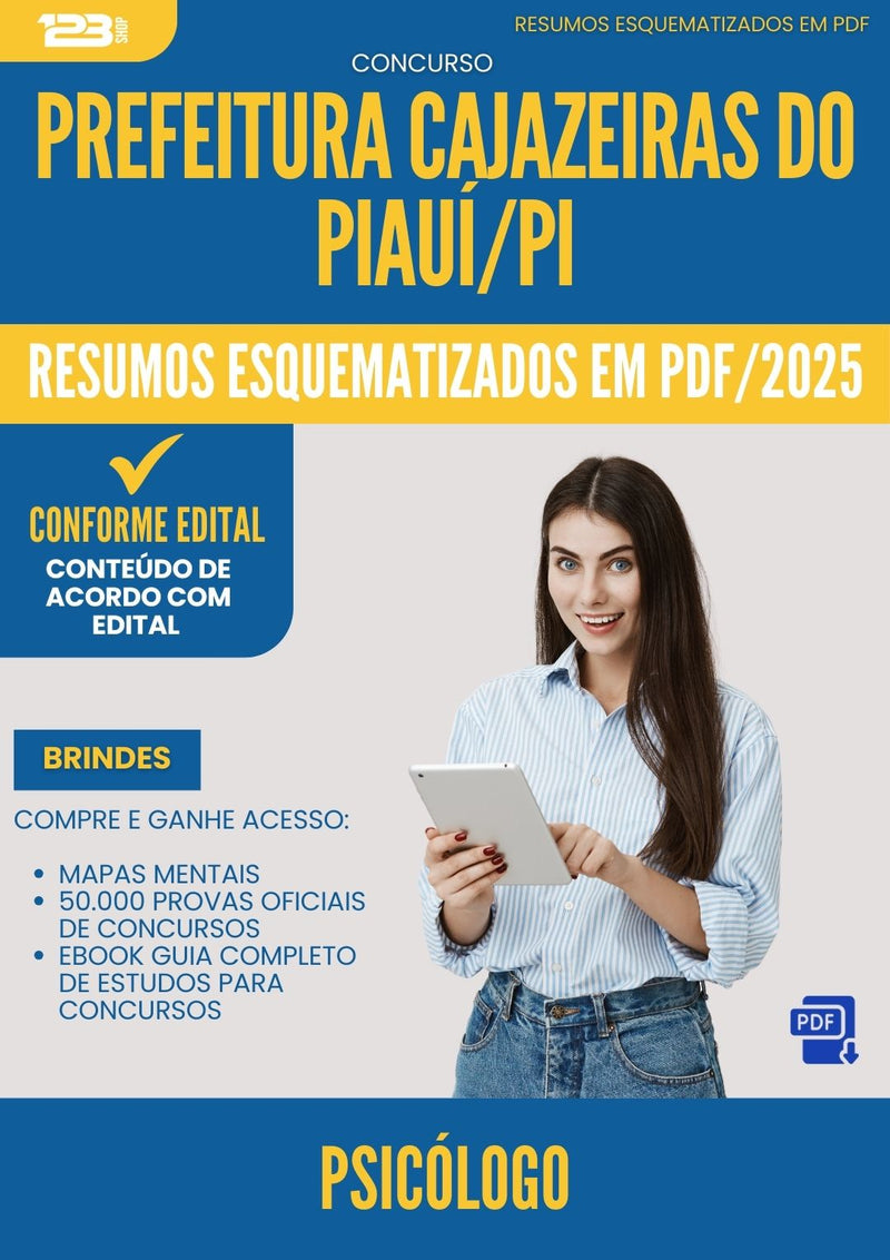 Resumos Esquematizados para Concurso Apostila Psicologo da Prefeitura Cajazeiras Do Piaui Pi 2025 - Conteúdo de Acordo com Edital