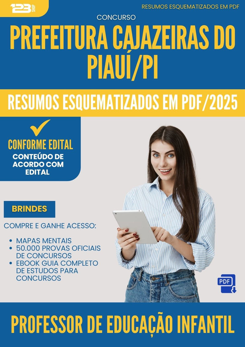 Resumos Esquematizados para Concurso Apostila Professor Educacao Infantil da Prefeitura Cajazeiras Do Piaui Pi 2025 - Conteúdo de Acordo com Edital