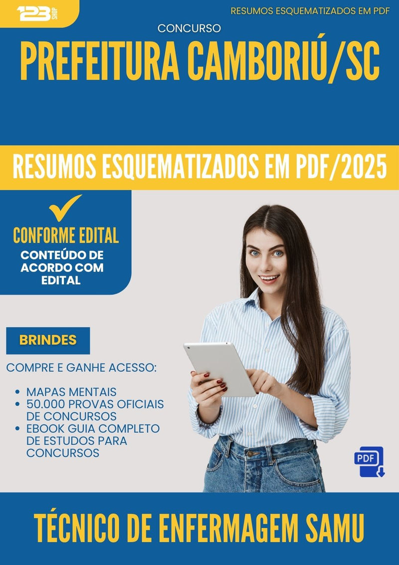 Resumos Esquematizados para Concurso Apostila Tecnico De Enfermagem Samu da Prefeitura Camboriu Sc 2025 - Conteúdo de Acordo com Edital